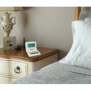 Westclox 47539 .8'' White LCD Alarm Clock with Light on Demand   552838844